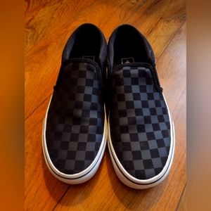 Vans Mens Size 9 500714 Canvas Checkerboard Black Slip On NWOT